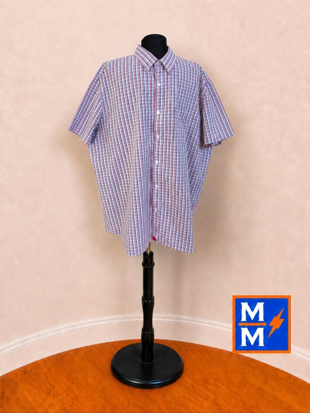 UNTUCKit 3XL Plaid Short Sleeve Button Down Shirt Red Blue Cotton XXXL